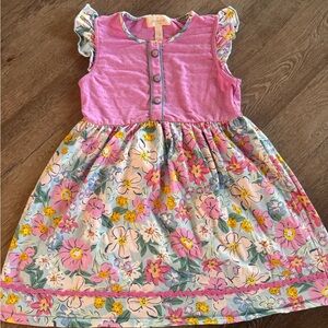 Floral Pink and Blue Kids Dress